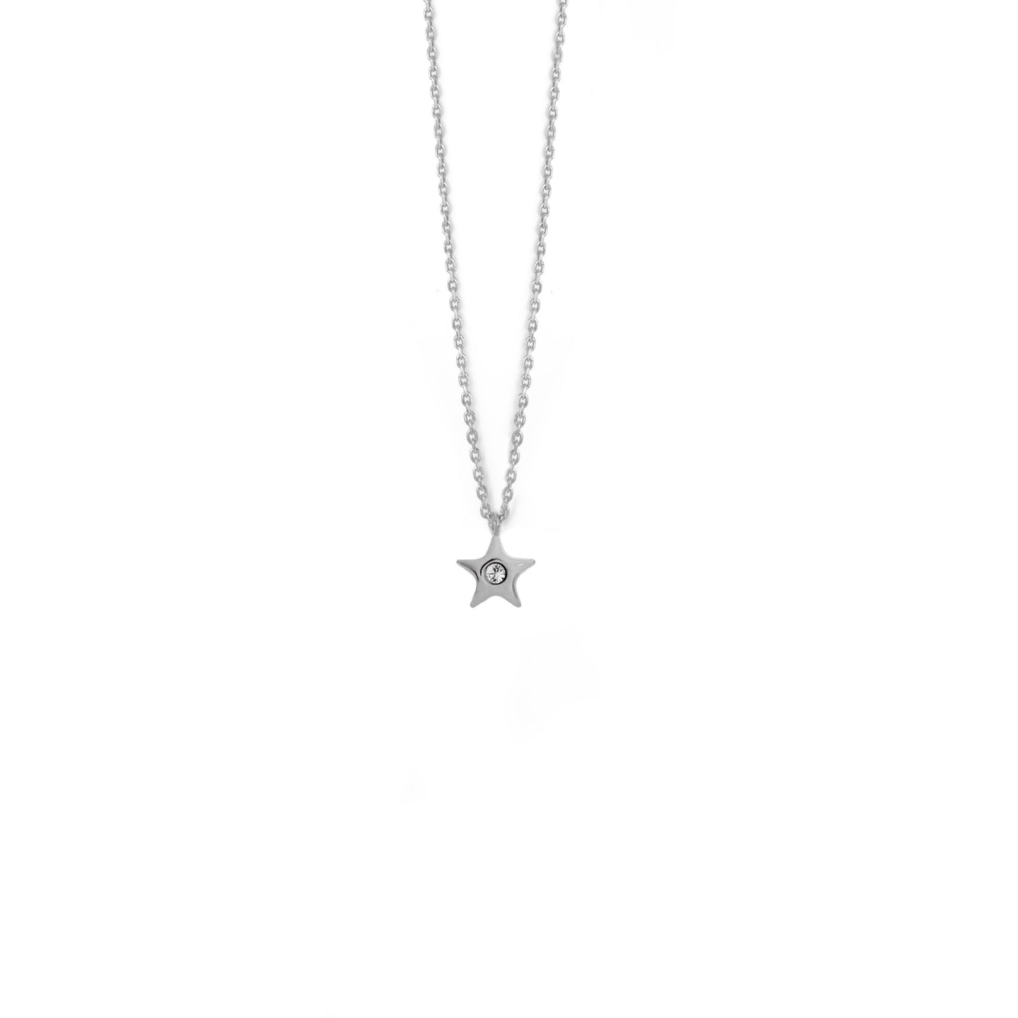 Sterling Silver Short necklace star white crystal from Celeste