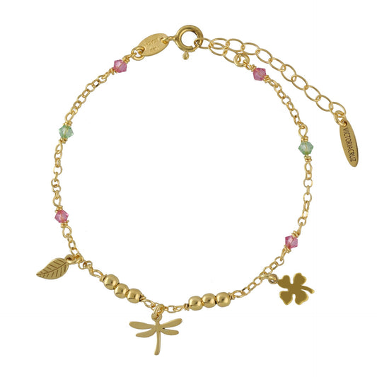 Gold plated Sterling Silver Bracelet dragon-fly multicolor crystal from Bliss