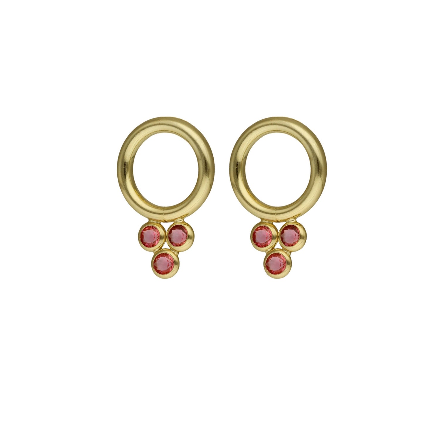 Gold plated Sterling Silver Long earrings circle crystal from Dahlia