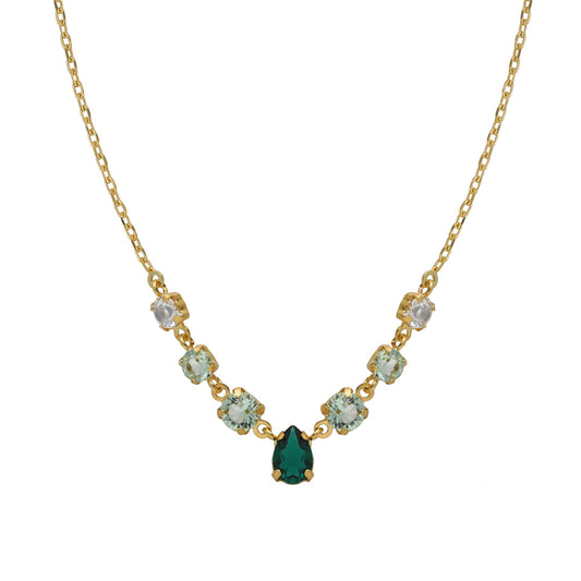 Gold plated Sterling Silver Short necklace drop green crystal from Illume