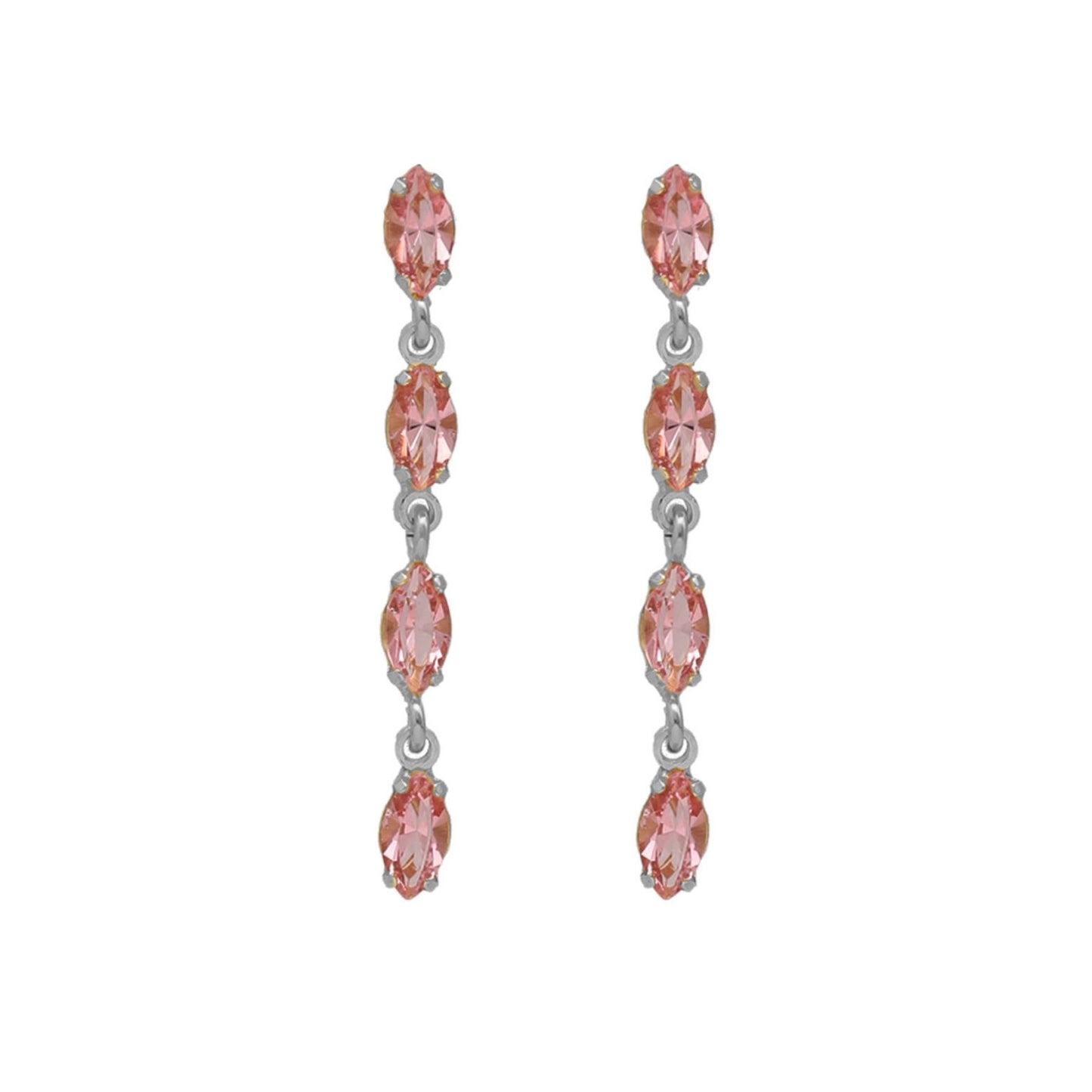 Rhodium Plated Sterling Silver Long earrings crystal from Las Estaciones