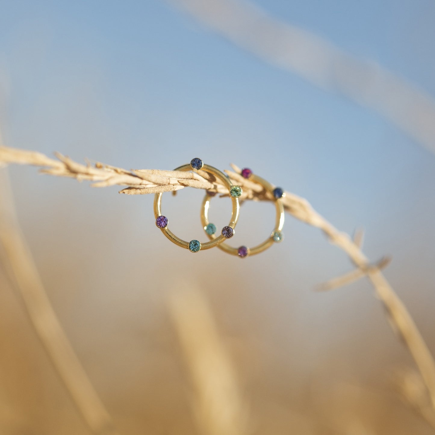 Pendientes aro círculo cristal en Plata baño rodio de Iris