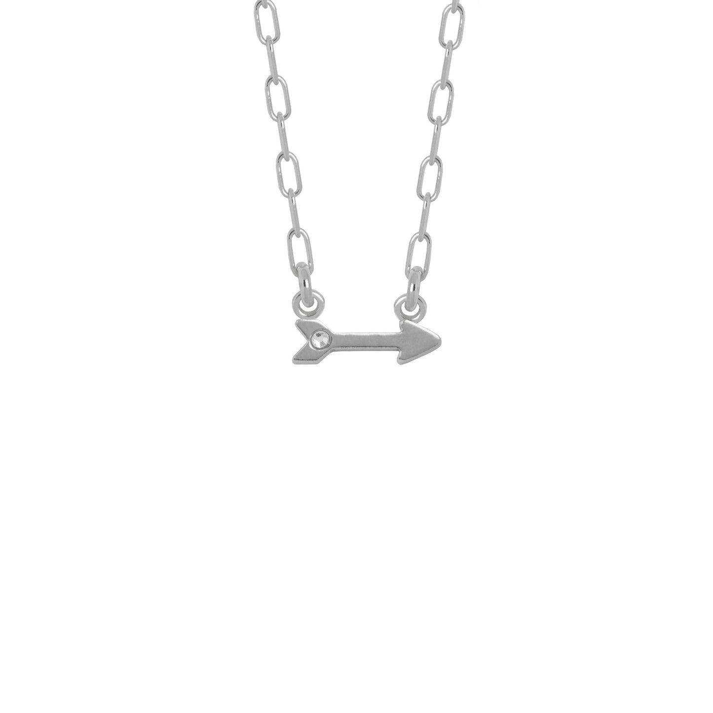 Sterling Silver Short necklace arrow white crystal from Areca