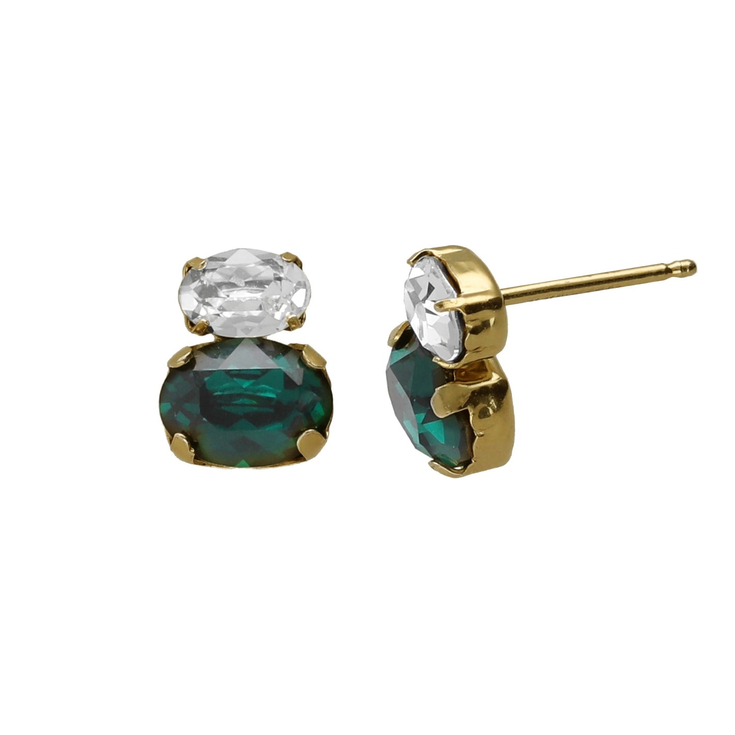 Gold plated Sterling Silver Stud earrings crystal from Gemma