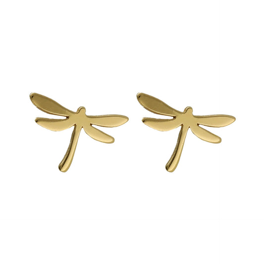 Gold plated Sterling Silver Stud earrings dragon-fly from Bliss