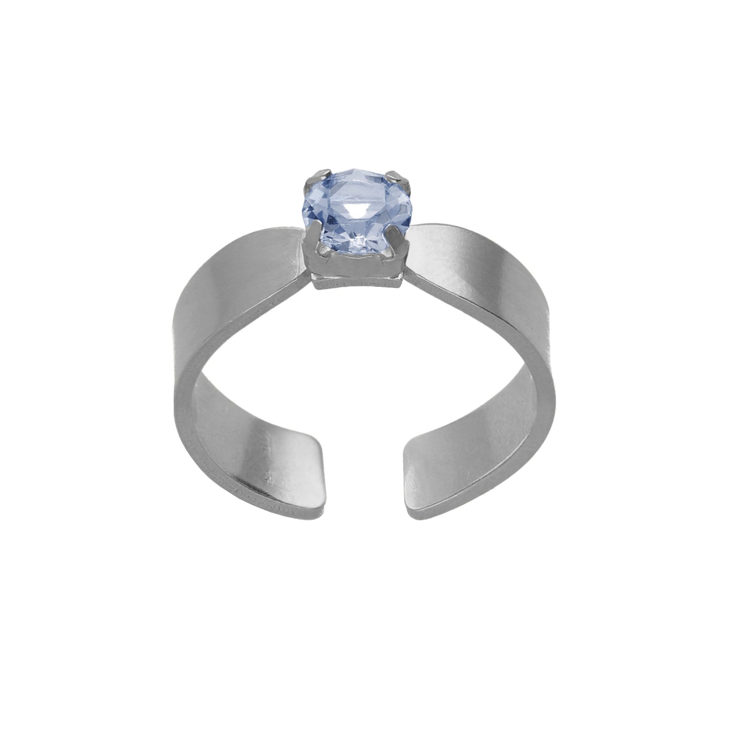 Rhodium plated Sterling Silver Adjustable ring crystal from Illume