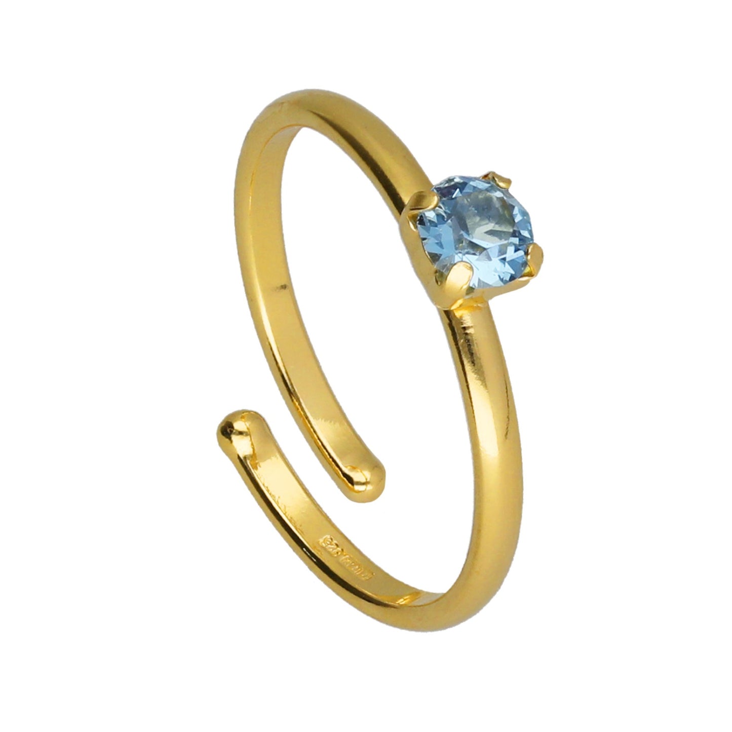 Gold plated Sterling Silver Adjustable ring circle crystal from Clarity