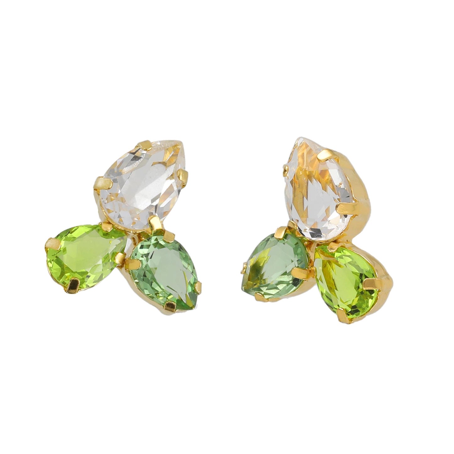 Gold plated Sterling Silver Short earrings drop crystal from Glory