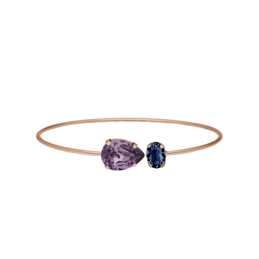 Brazalete lágrima cristal morado en Plata baño Oro Rosa de Blooming