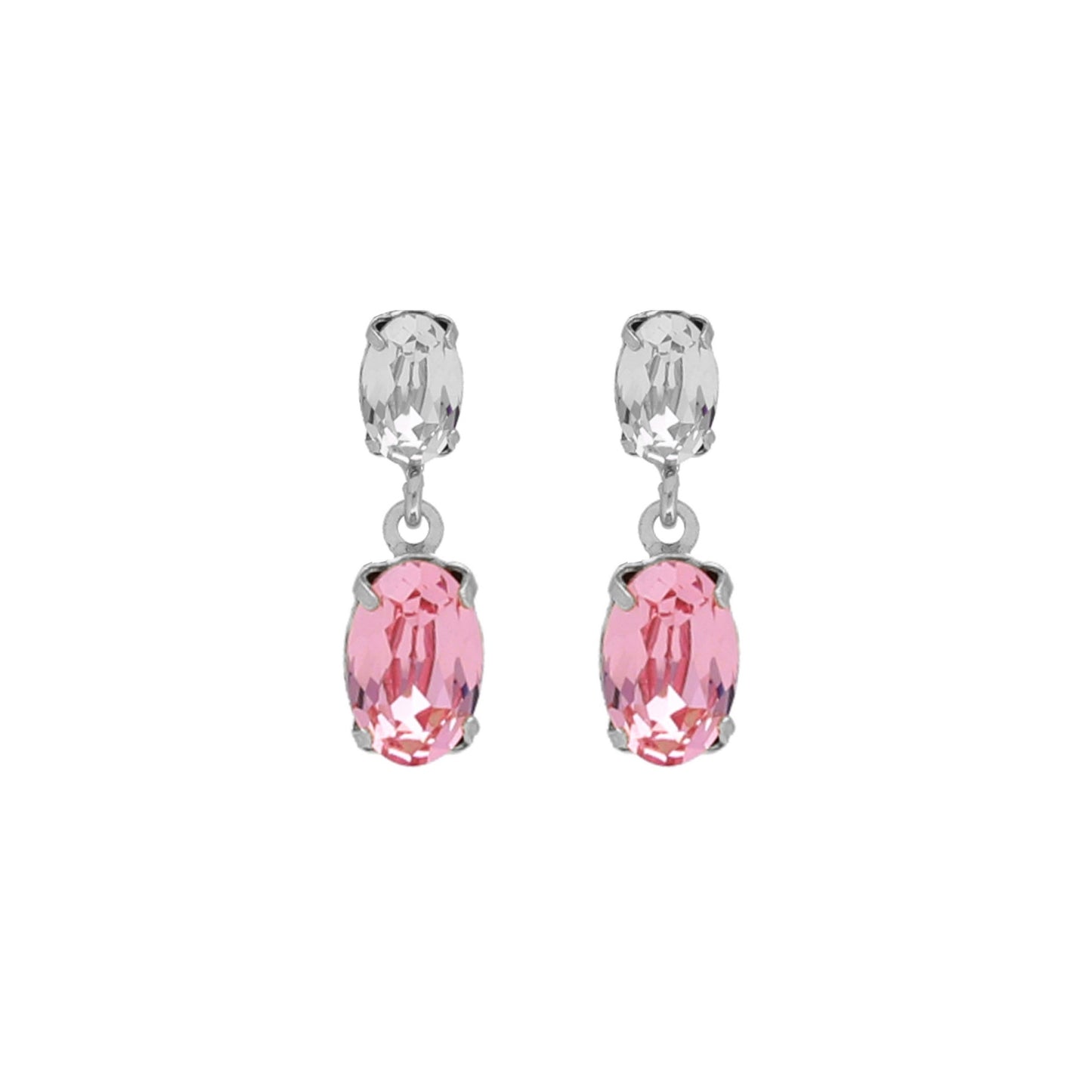 Rhodium Plated Sterling Silver Short earrings oval crystal from Gemma