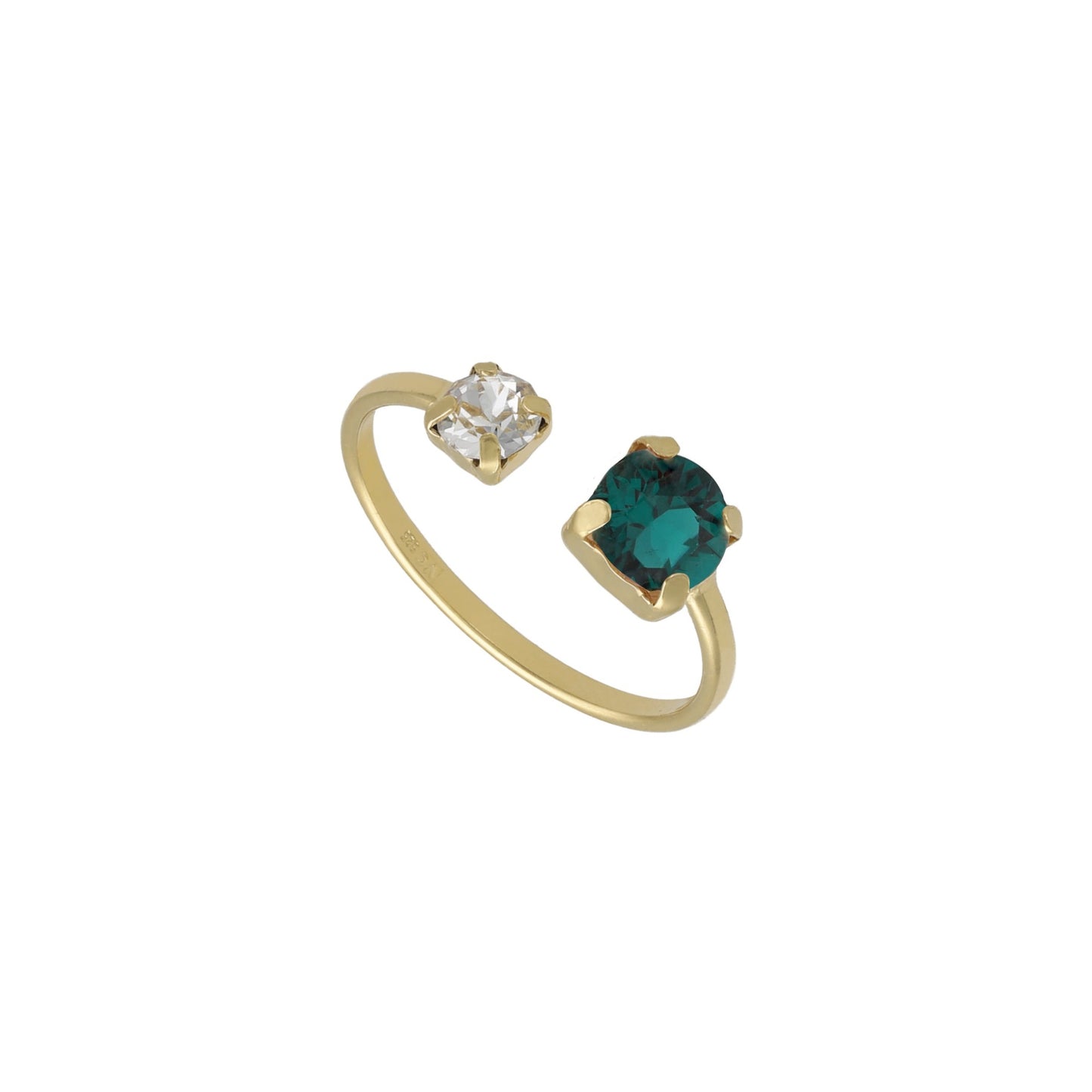 Gold plated Sterling Silver Adjustable ring crystal from Jasmine