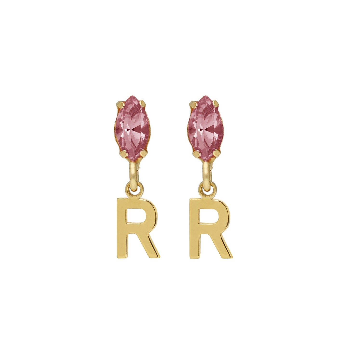 Pendientes personalizados letra rosa en Plata baño Oro de Thename