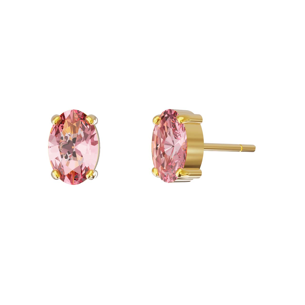 Gold plated Sterling Silver Stud earrings oval crystal from Gemma