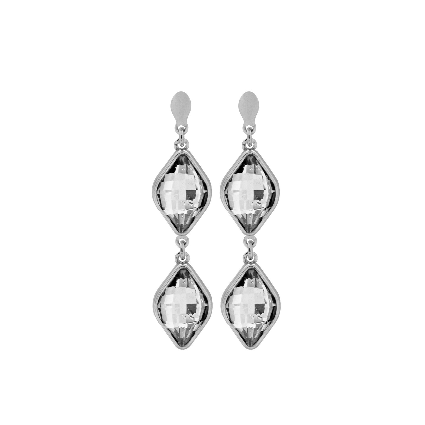 Rhodium Plated Sterling Silver Long earrings luck crystal from Classic