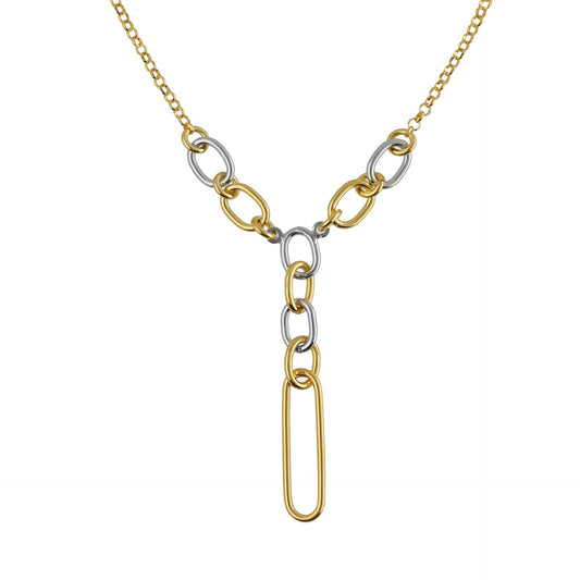 Rhodium and Gold plated Sterling Silver Long necklace link from Frame