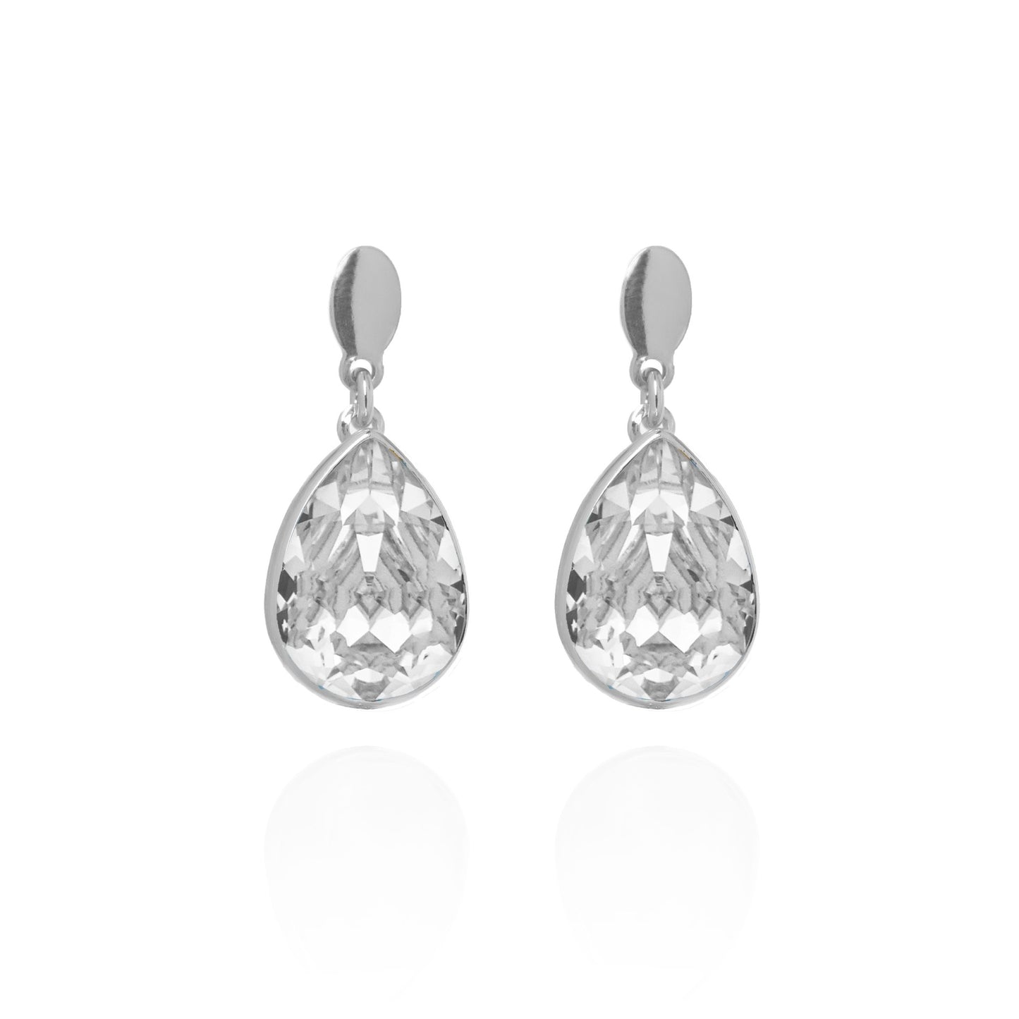 Rhodium Plated Sterling Silver Short earrings drop crystal from Magnolia