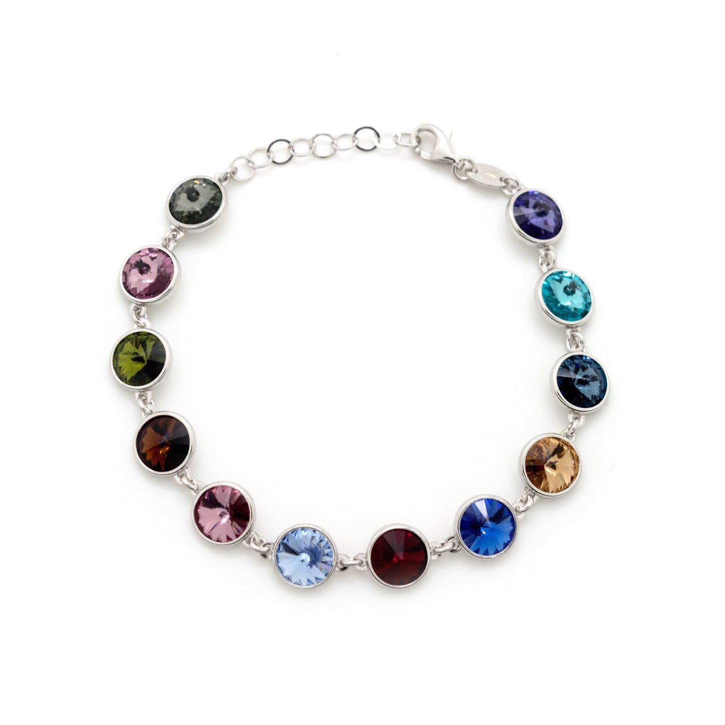 Rhodium Plated Sterling Silver Bracelet circle crystal from Basic