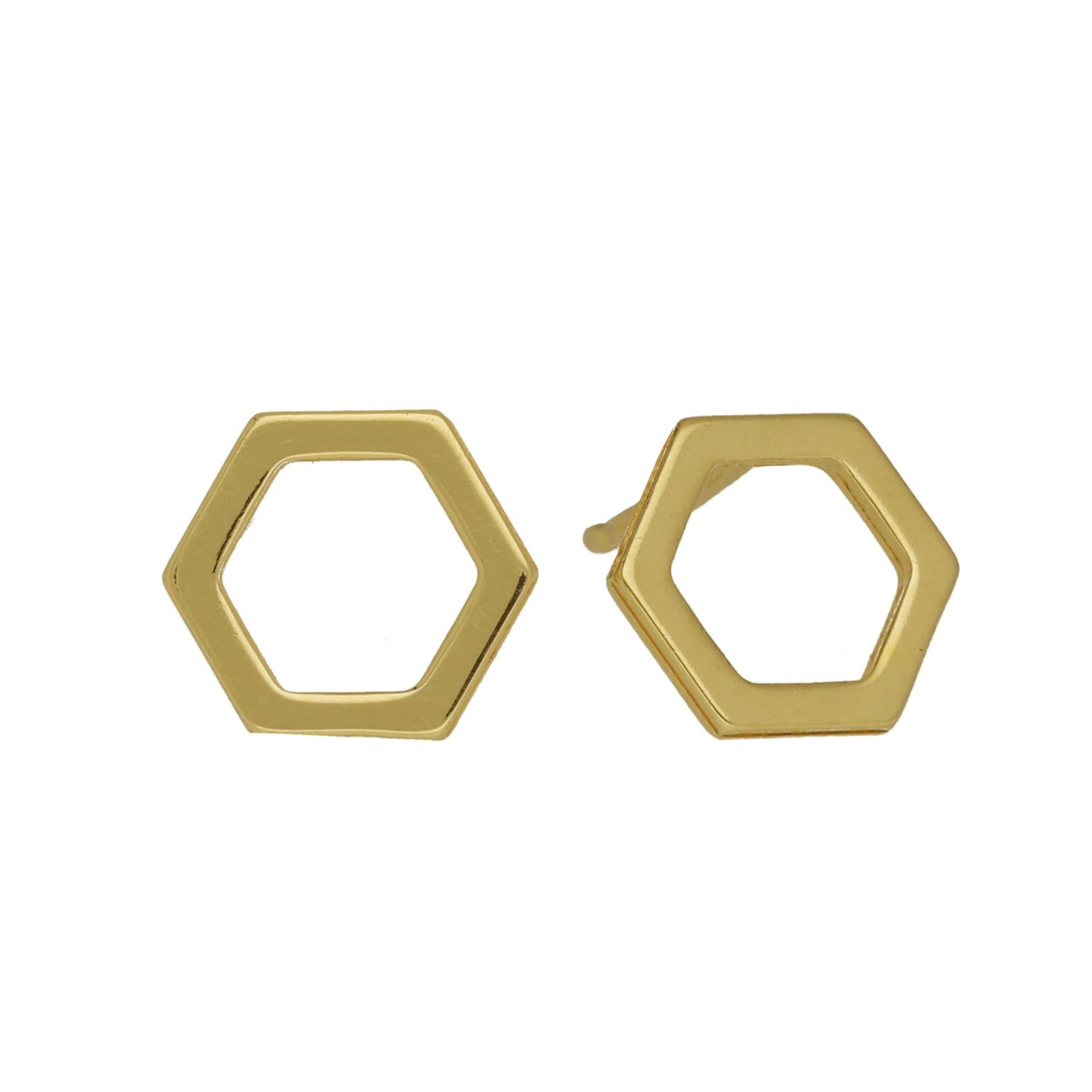 Gold plated Sterling Silver Stud earrings hexagonal from Honey