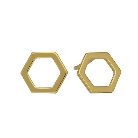 Gold plated Sterling Silver Stud earrings hexagonal from Honey