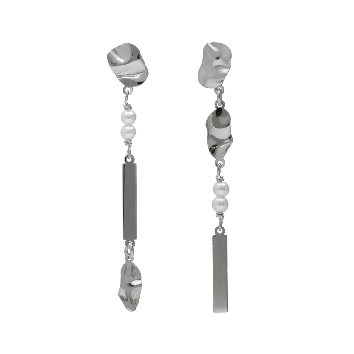 Sterling Silver Long earrings leaf pearl from Radiance