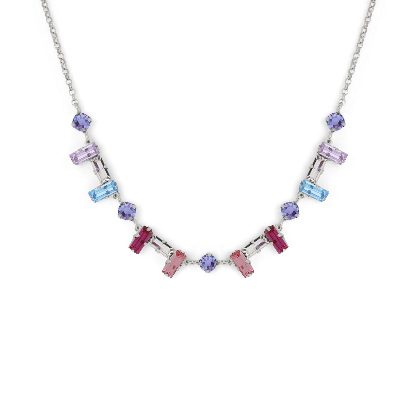 Rhodium Plated Sterling Silver Short necklace crystal from Esgueva