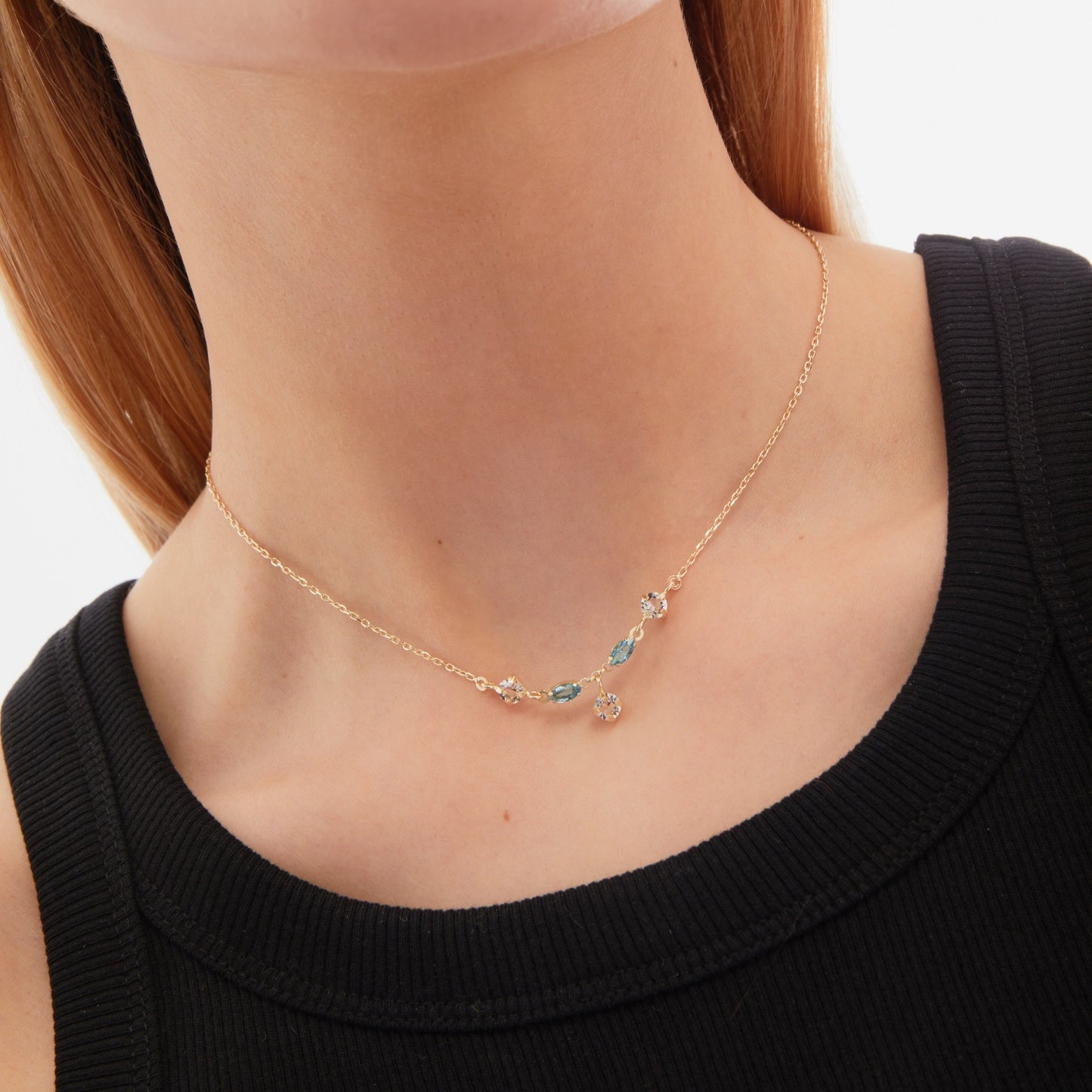 Gold plated Sterling Silver Short necklace crystal from Maisie