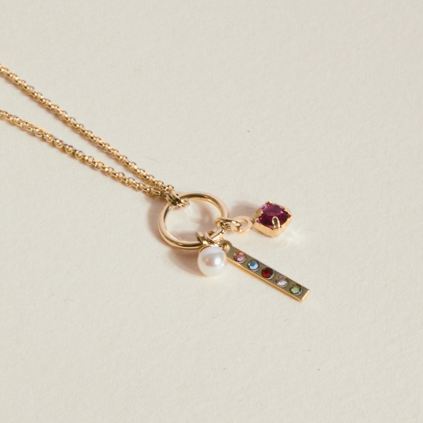 Sterling Silver Short necklace multicolor crystal from Charming