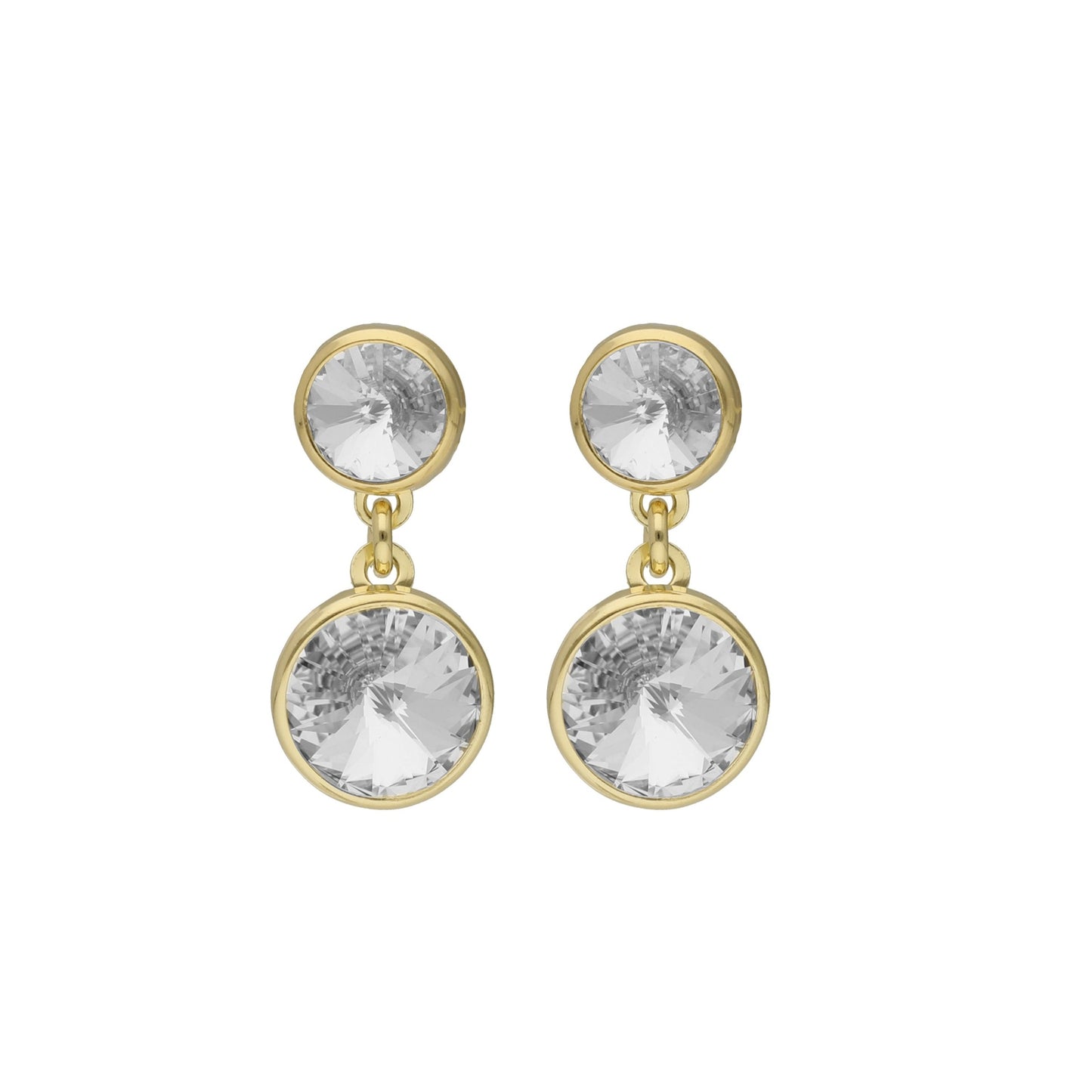 Gold plated Sterling Silver Short earrings 7 y 9mm crystal from Basic