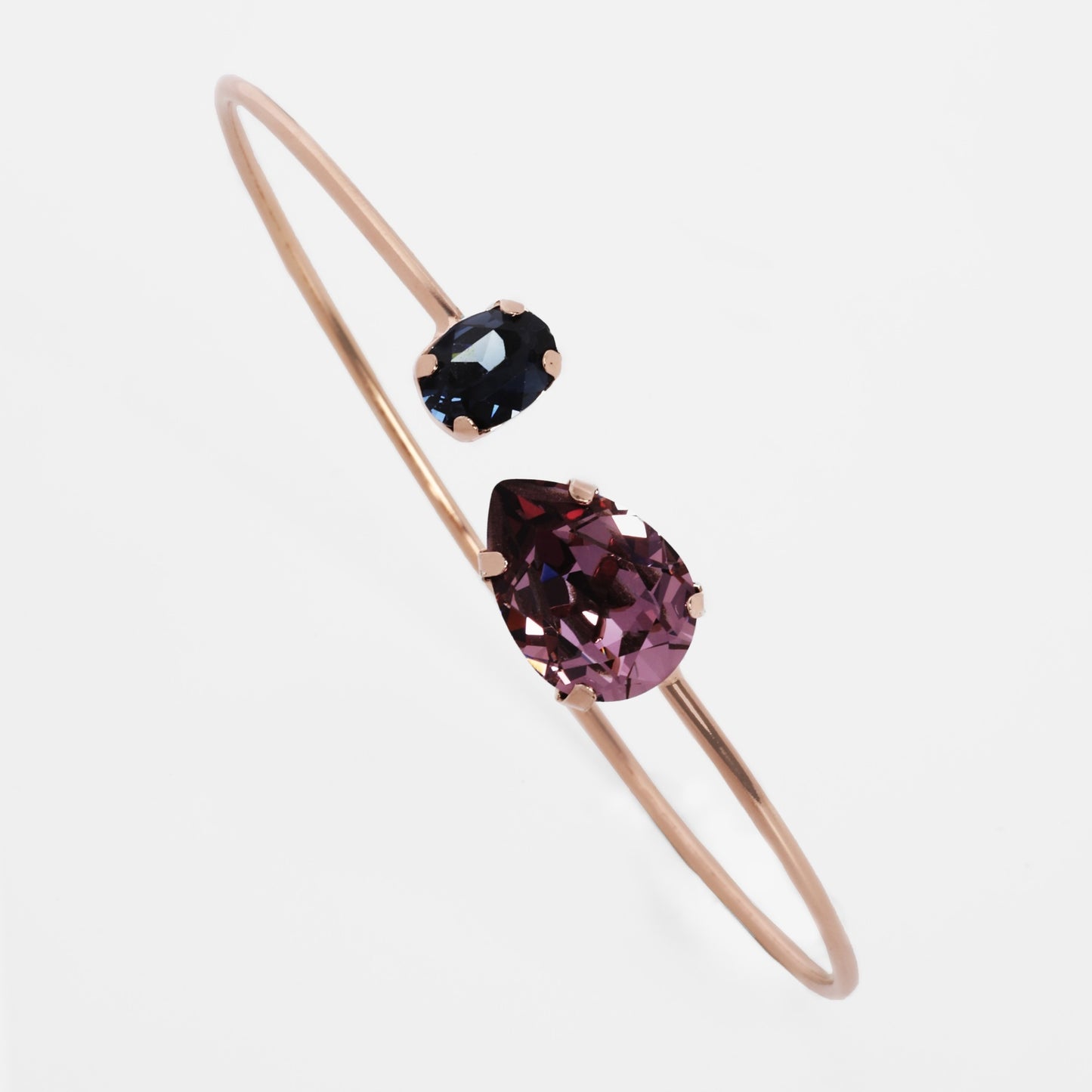 Rose Gold plated Sterling Silver Bracelet drop purple crystal from Blooming