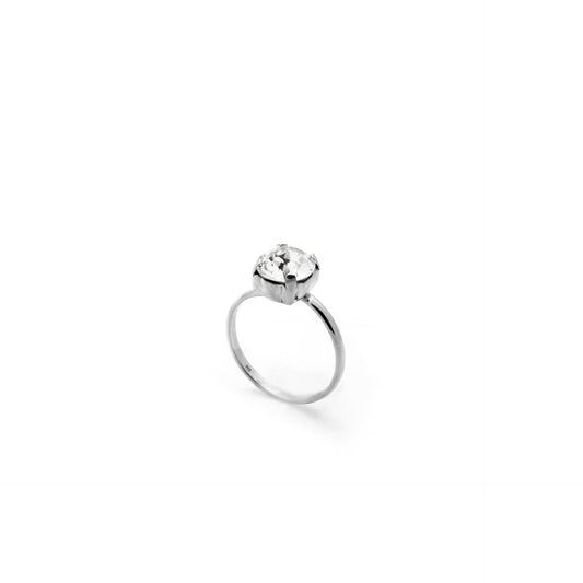 Rhodium Plated Sterling Silver Ring circle crystal from Celine