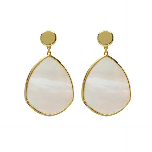 Gold plated Sterling Silver Long earrings drop mother of pearl from Soulquest