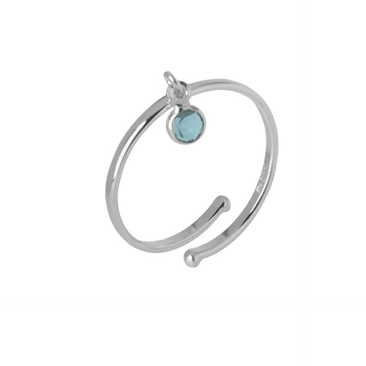 Rhodium Plated Sterling Silver Adjustable ring circle crystal from Juliette