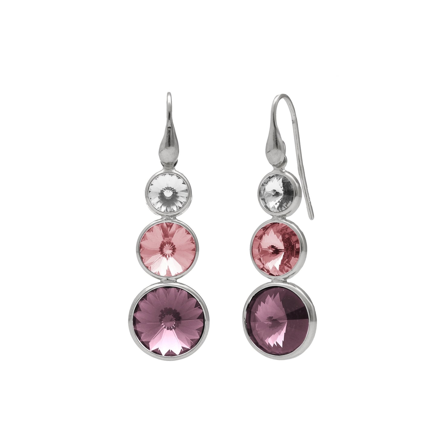 Rhodium Plated Sterling Silver Long earrings crystal from Combination