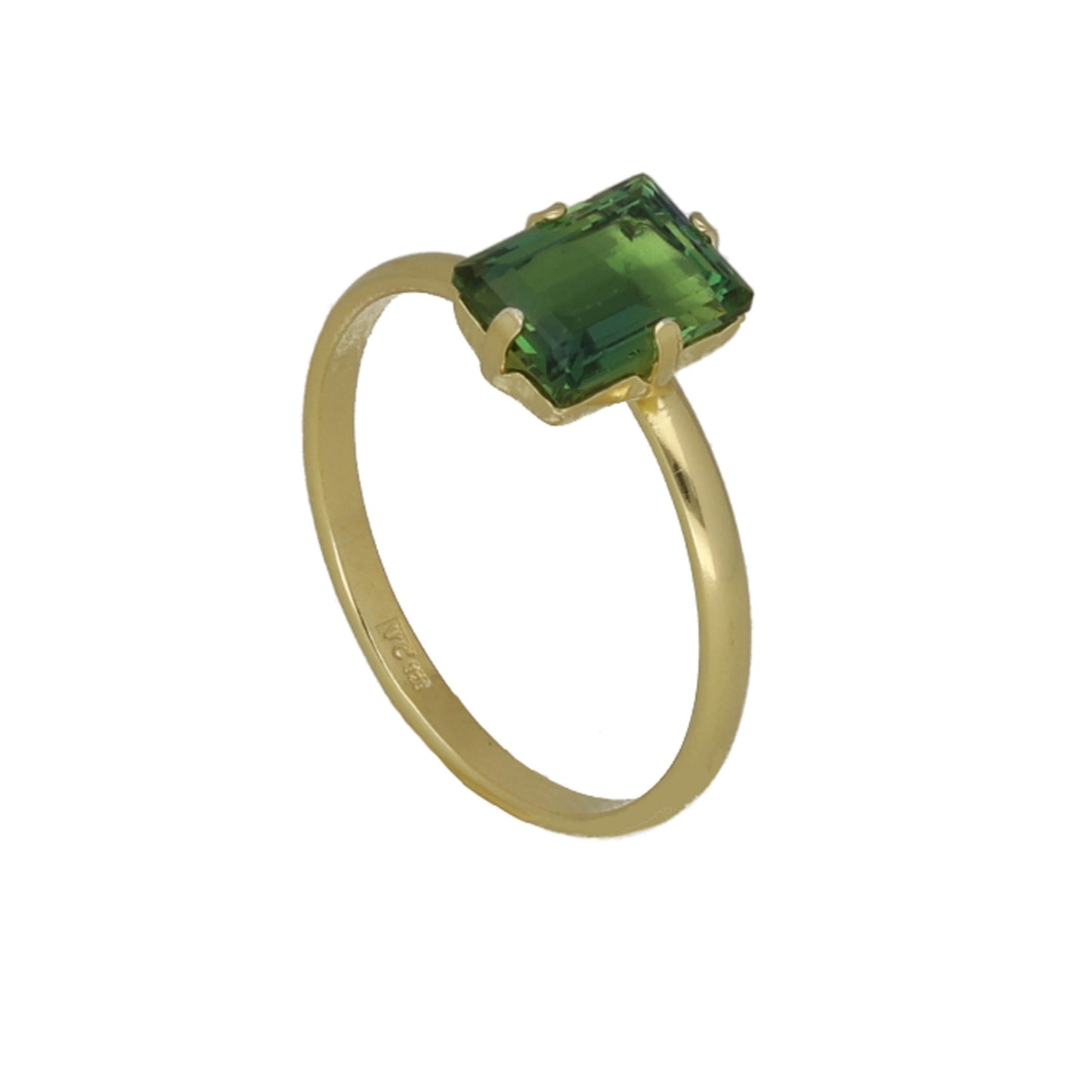 Gold plated Sterling Silver Adjustable ring rectangle crystal from Chiara