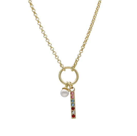 Collar corto cristal multicolor en Plata de Charming