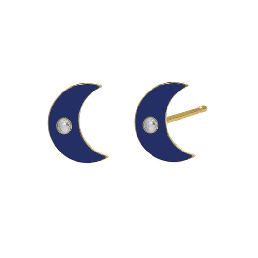 Gold plated Sterling Silver Stud earrings moon crystal from Ashley