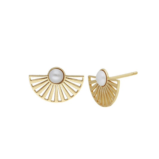 Gold plated Sterling Silver Short earrings fan crystal from Gypsy