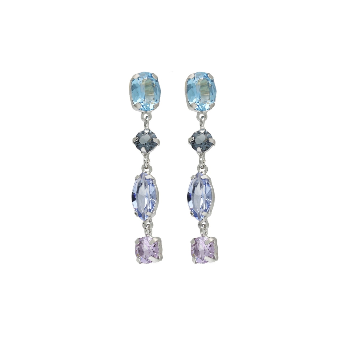 Sterling Silver Long earrings multicolor crystal from Sabina