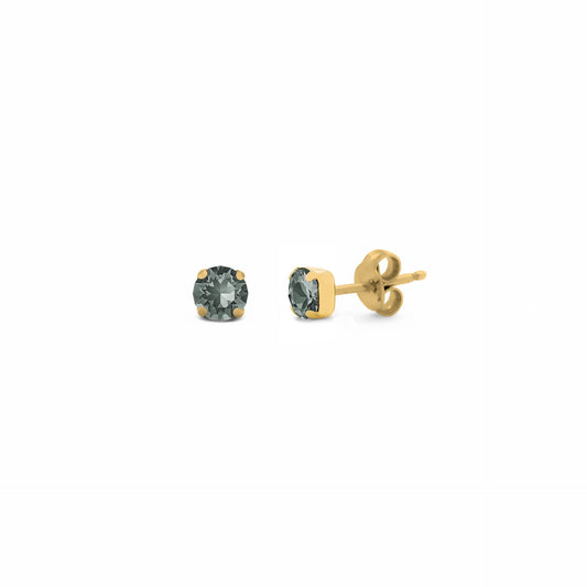 Gold plated Sterling Silver Stud earrings circle crystal from Celine