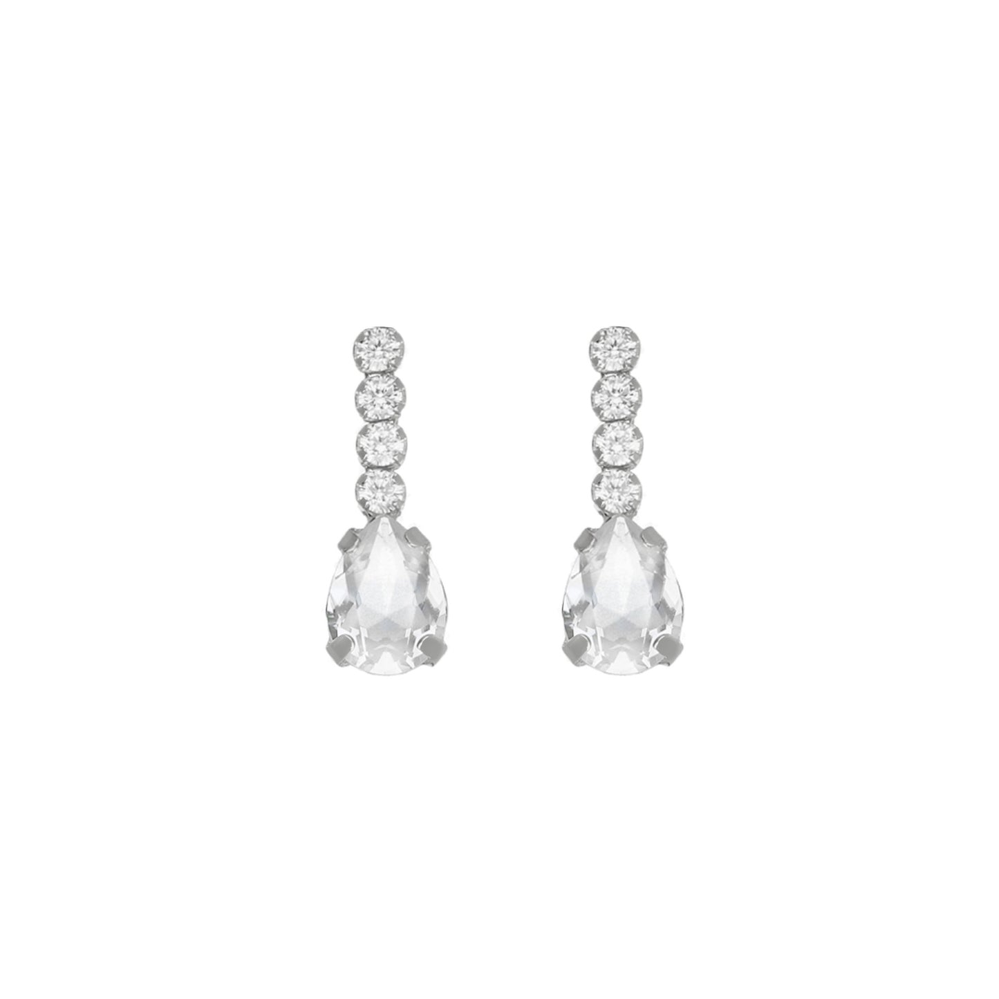 Sterling Silver Short earrings white crystal from Eunoia