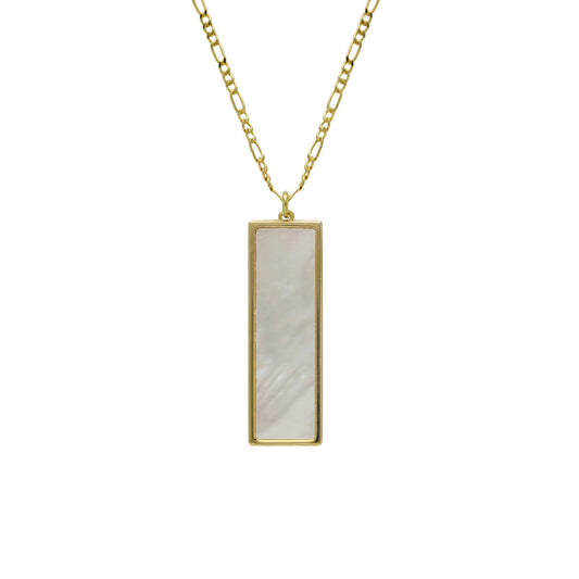 Gold plated Sterling Silver Short necklace rectangle mother of pearl from Soulquest