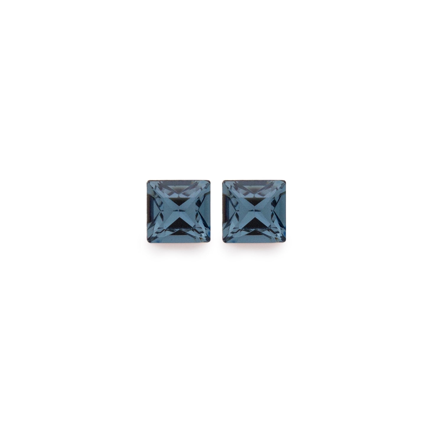 Rhodium Plated Sterling Silver Stud earrings square crystal from Fantasy