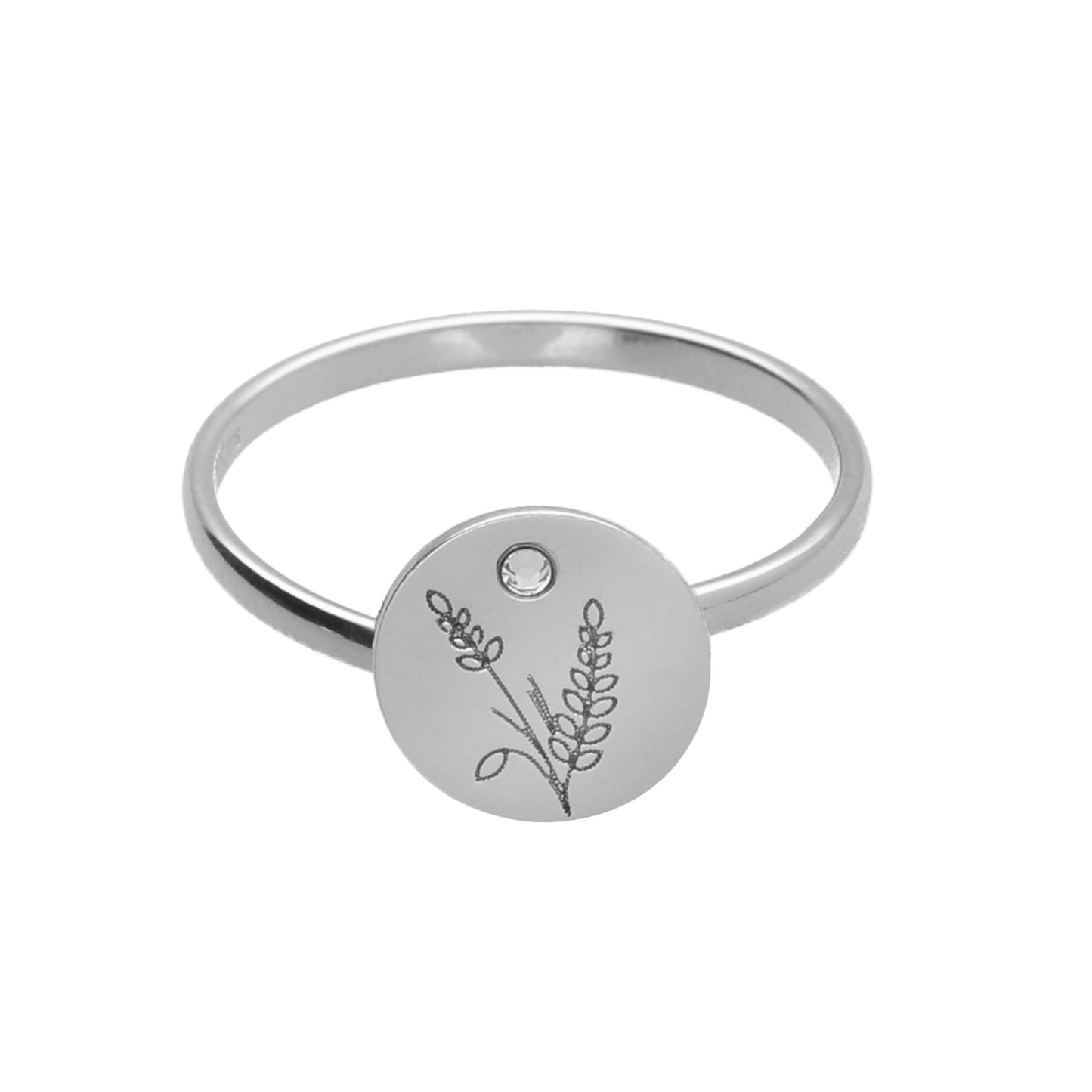 Sterling Silver Adjustable ring flower crystal