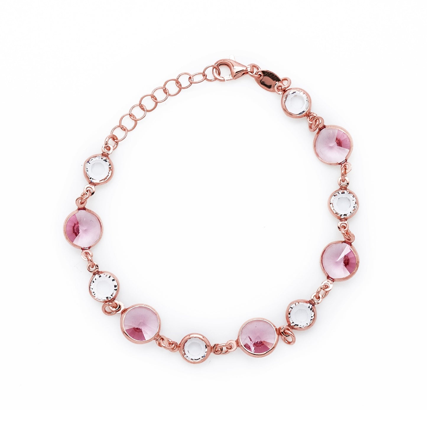 Pulsera círculo cristal en Plata baño Oro Rosa de Basic