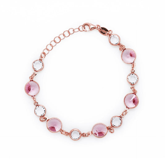 Pulsera círculo cristal en Plata baño Oro Rosa de Basic