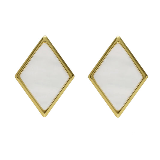 Gold plated Sterling Silver Short earrings luck mother of pearl from Soulquest