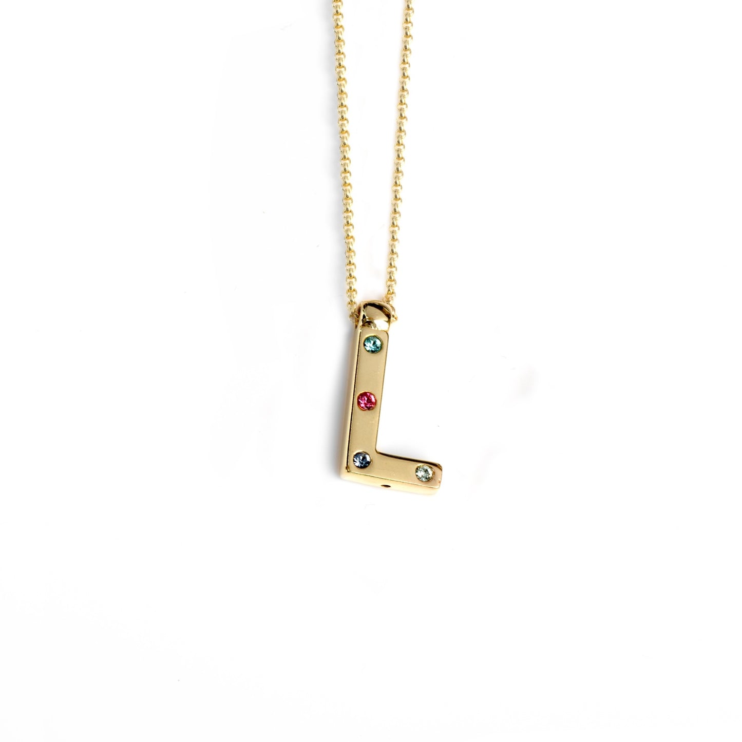 Gold plated Sterling Silver Short necklace letter multicolor crystal from Letter