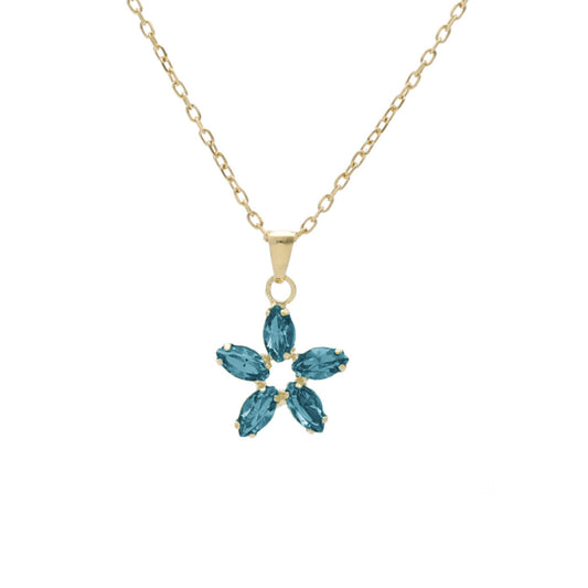 Gold plated Sterling Silver Short necklace flower crystal from Las Estaciones