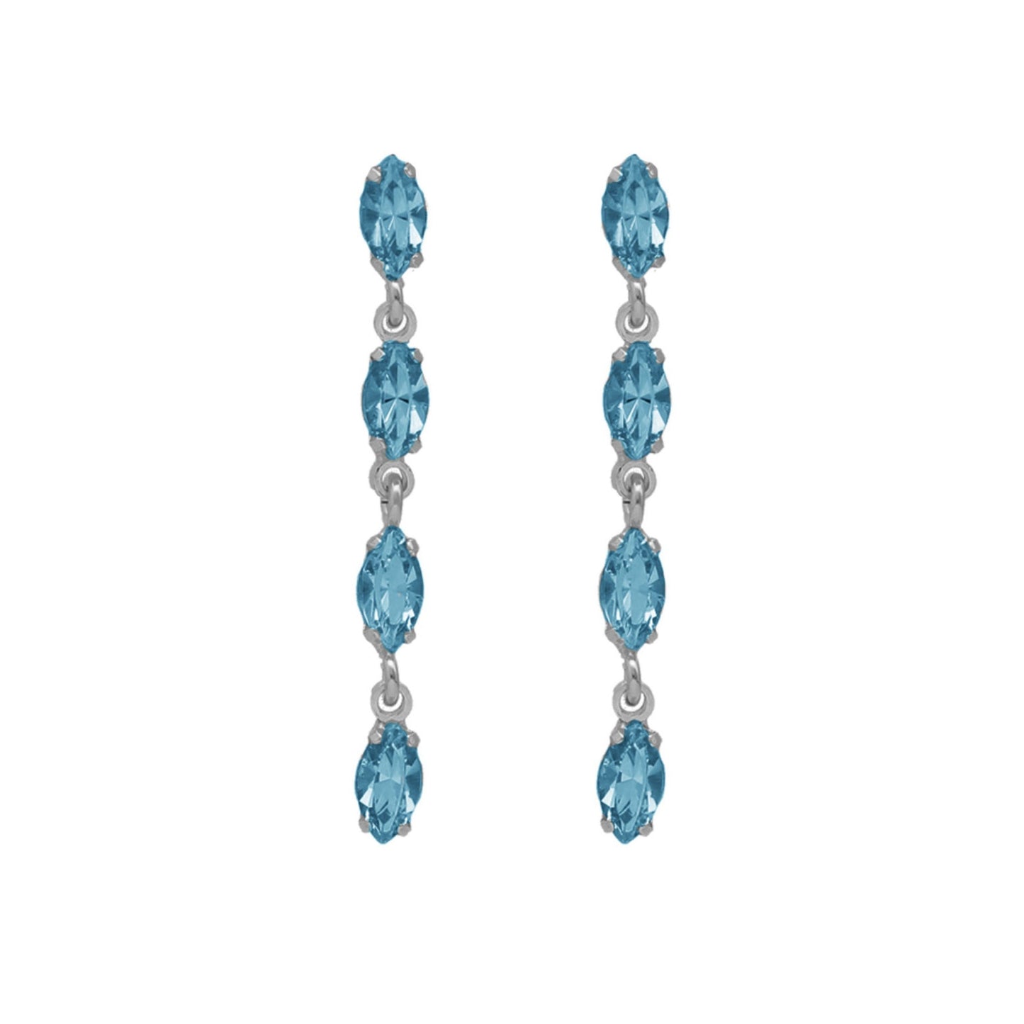 Rhodium Plated Sterling Silver Long earrings crystal from Las Estaciones