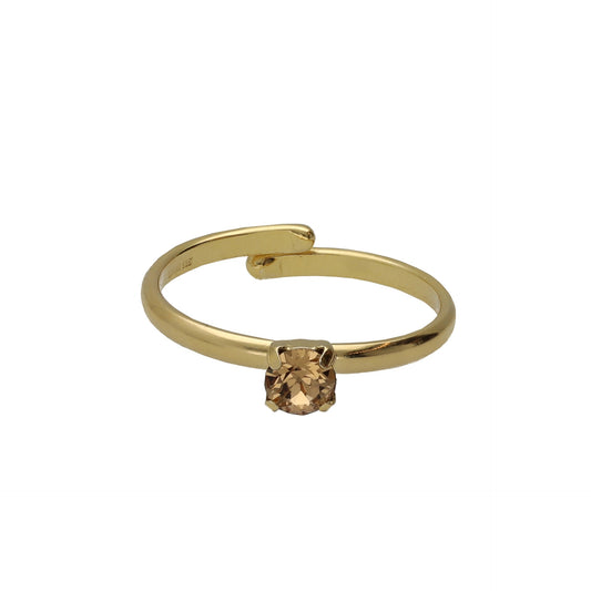 Gold plated Sterling Silver Adjustable ring circle crystal from Clarity